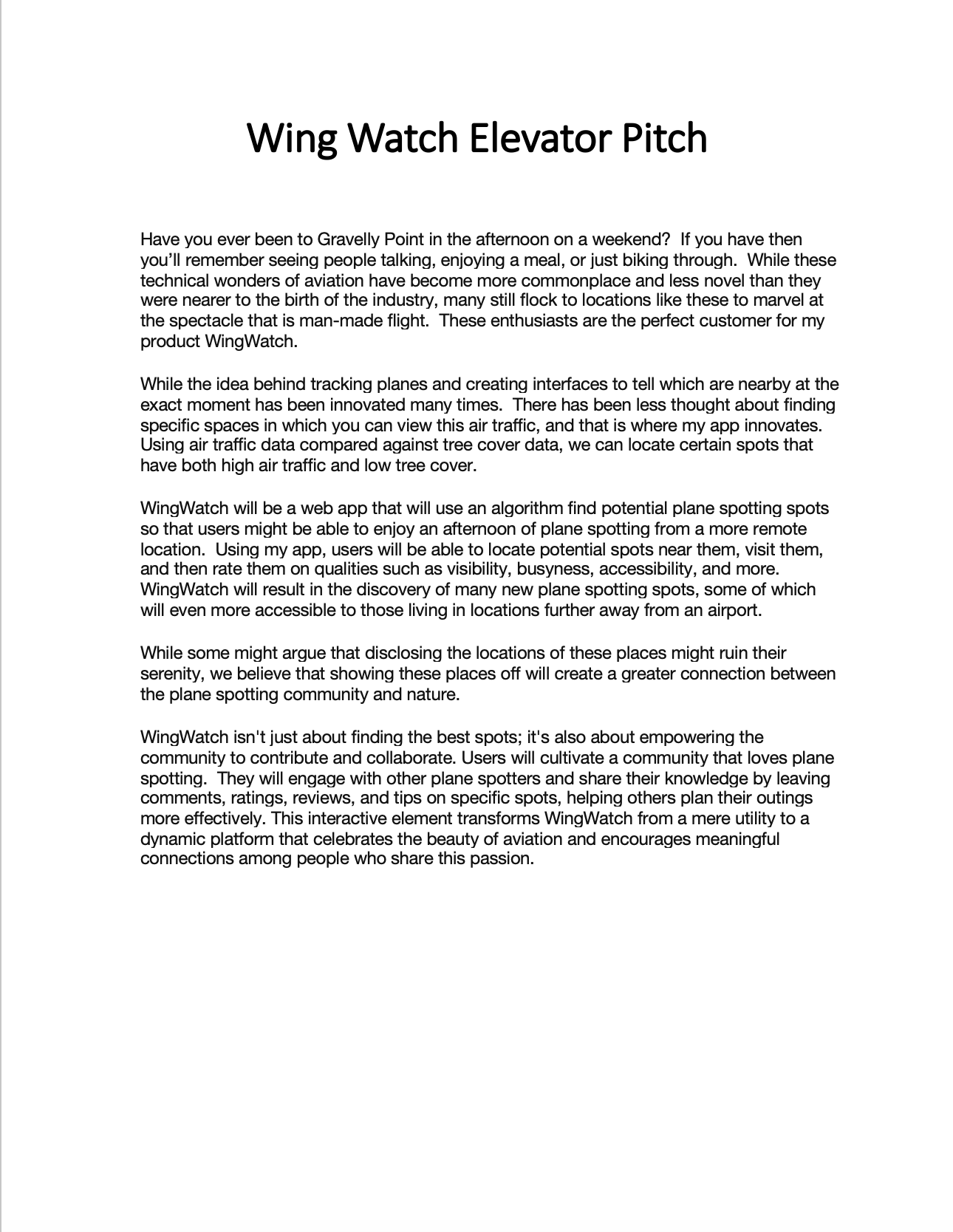 Preview of Elevator Pitch